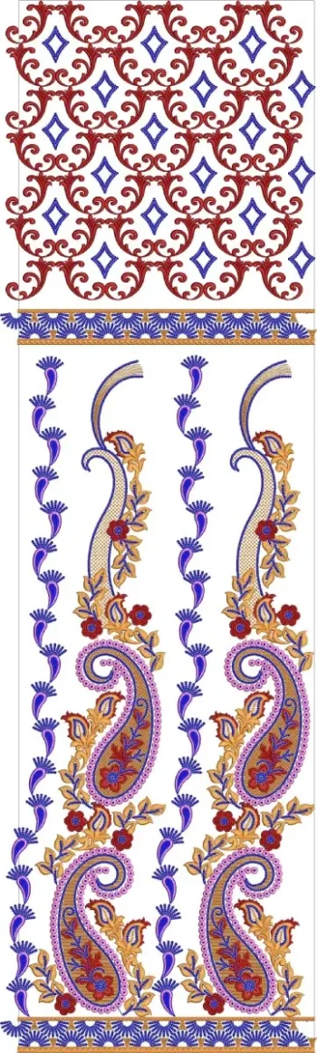 Multicolored Paisley Daman Border