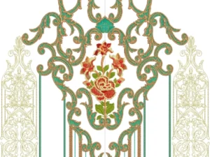 "Kurti Front Panel" Paisley Neckline Embroidery Design